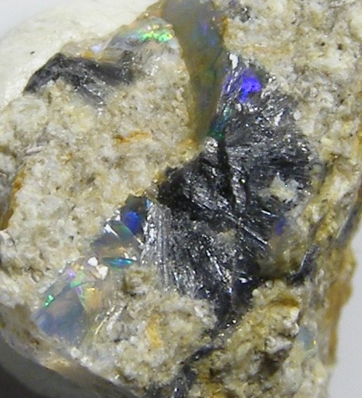 Stibnite In Precious Opal