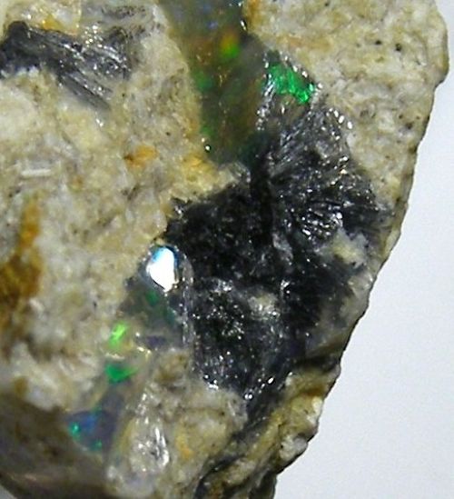 Stibnite In Precious Opal