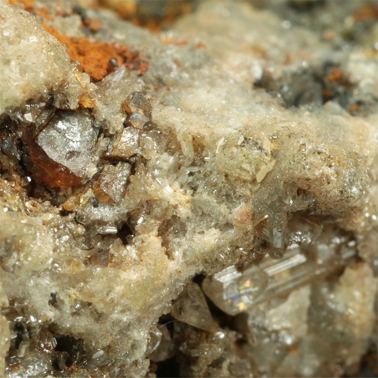 Chlorargyrite With Cerussite & Garnet Var Grossular