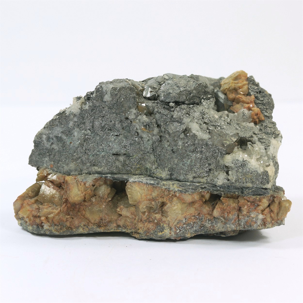 Native Antimony With Tetrahedrite & Siderite & Quartz