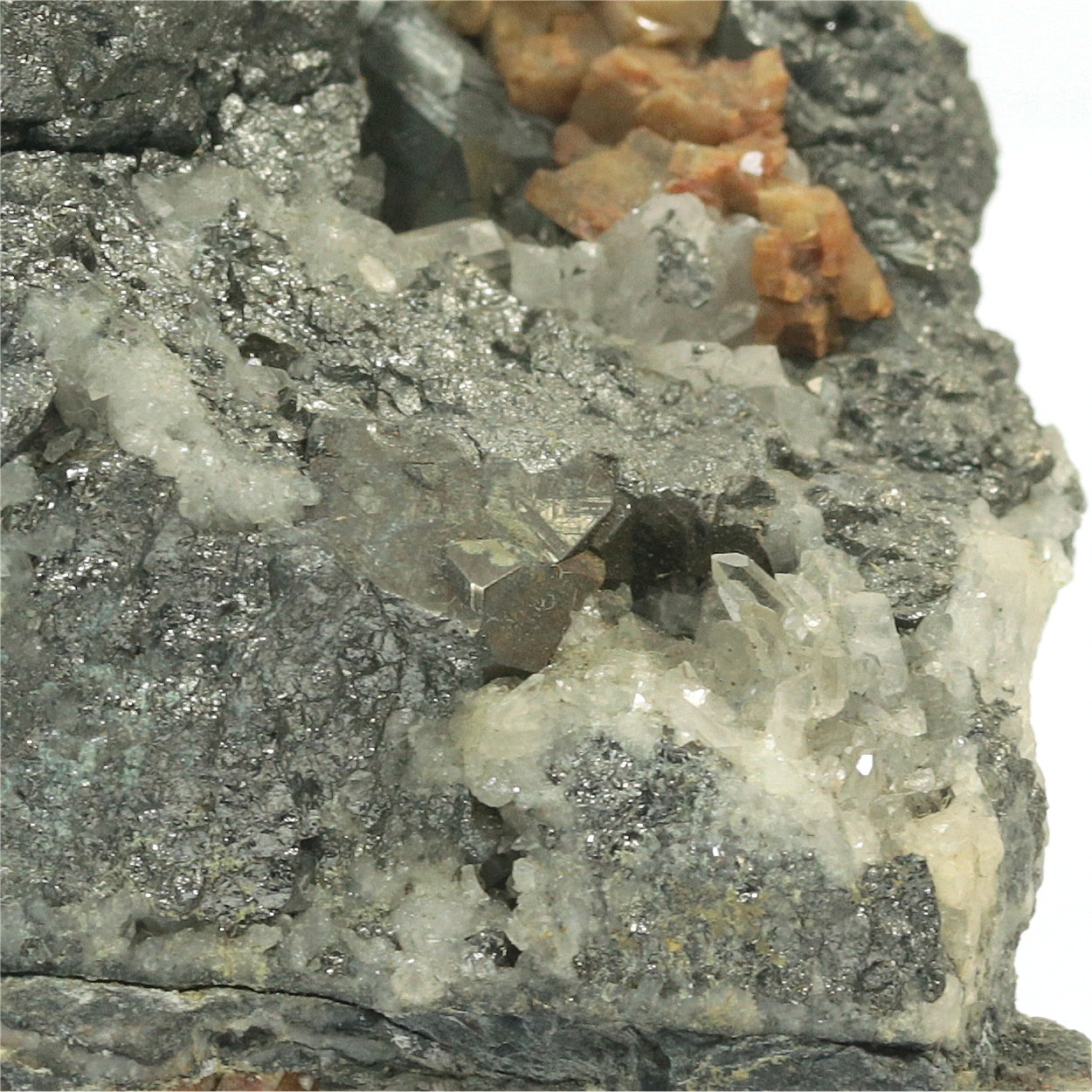 Native Antimony With Tetrahedrite & Siderite & Quartz