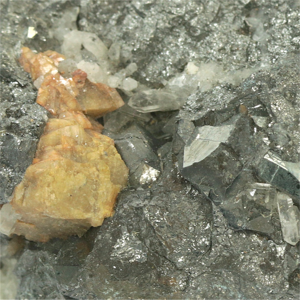 Native Antimony With Tetrahedrite & Siderite & Quartz