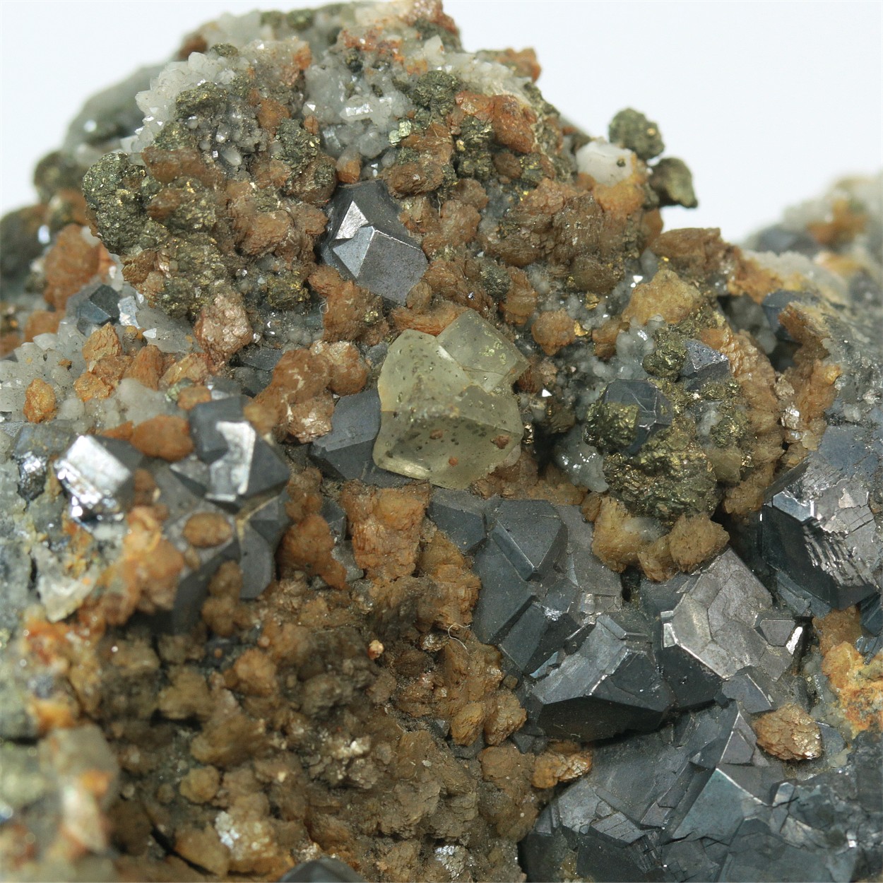 Galena With Fluorite & Siderite & Pyrite & Quartz