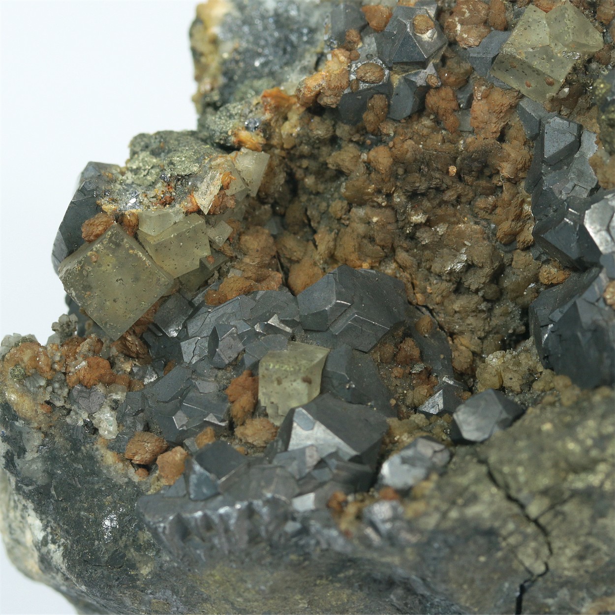 Galena With Fluorite & Siderite & Pyrite & Quartz