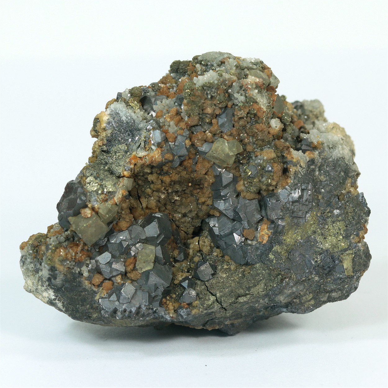 Galena With Fluorite & Siderite & Pyrite & Quartz