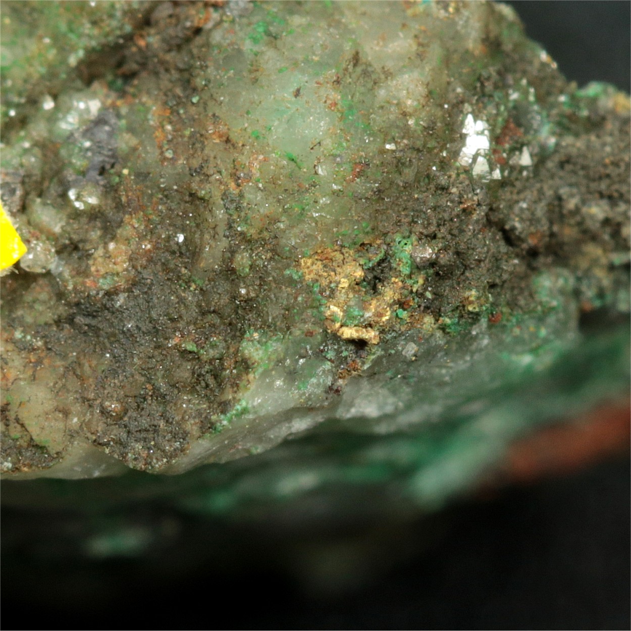 Native Gold With Malachite & Dioptase