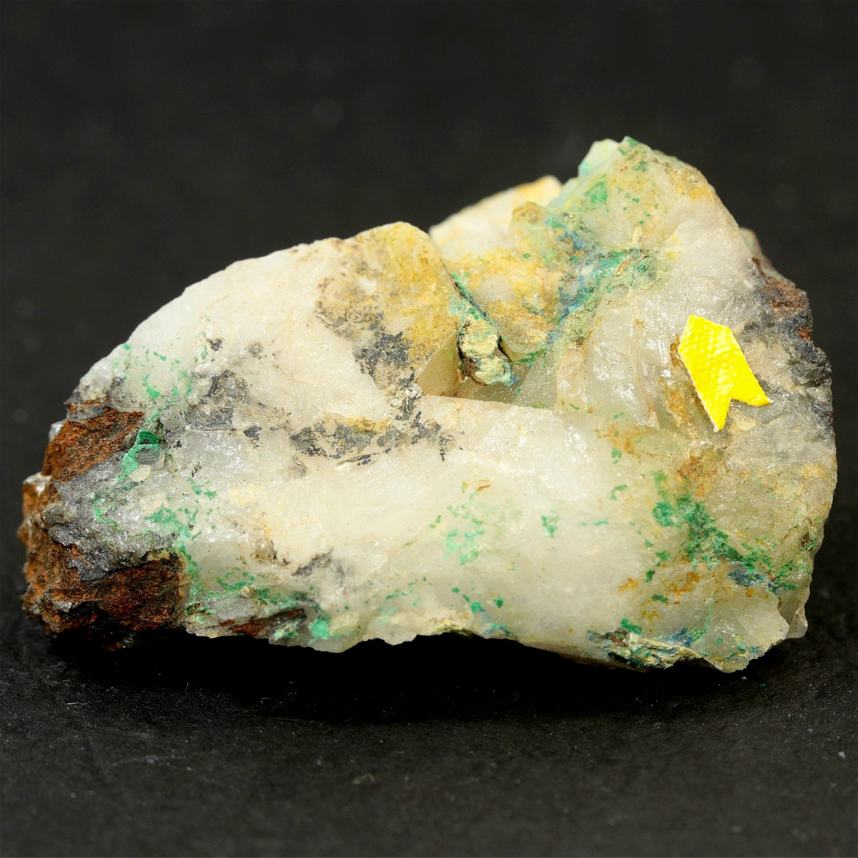 Native Gold With Aikinite Malachite Azurite & Limonite