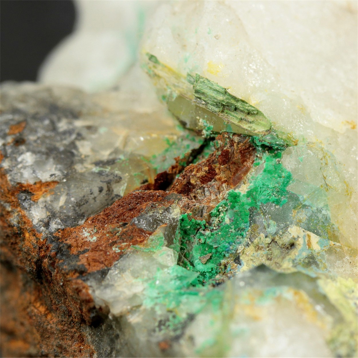 Native Gold With Aikinite Malachite Azurite & Limonite