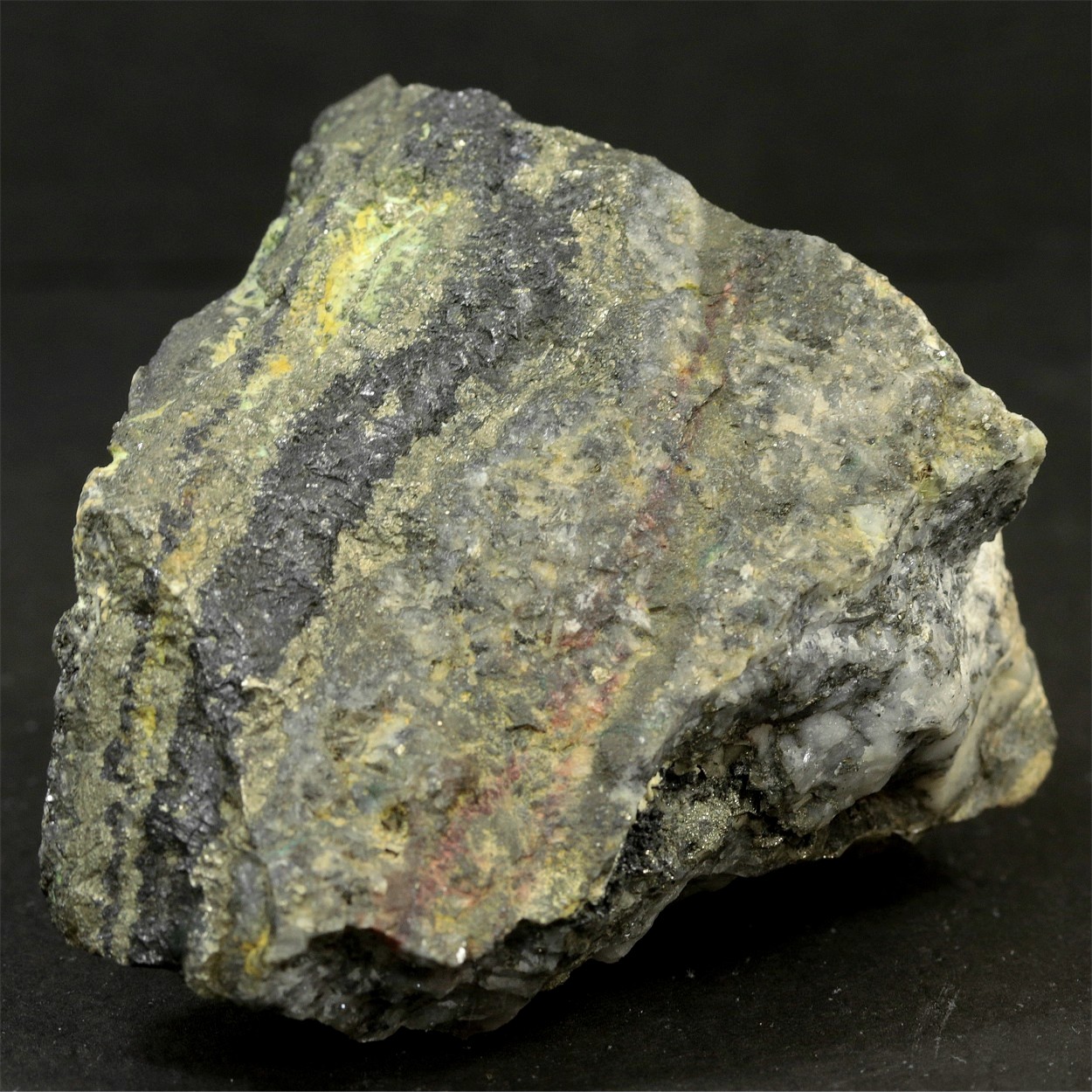 Native Gold Var Electrum With Covellite Pyrite Baryte Quartz & Chalcopyrite