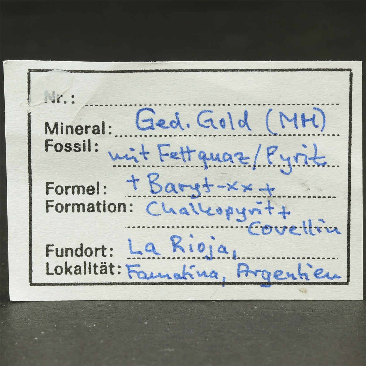 Native Gold Var Electrum With Covellite Pyrite Baryte Quartz & Chalcopyrite