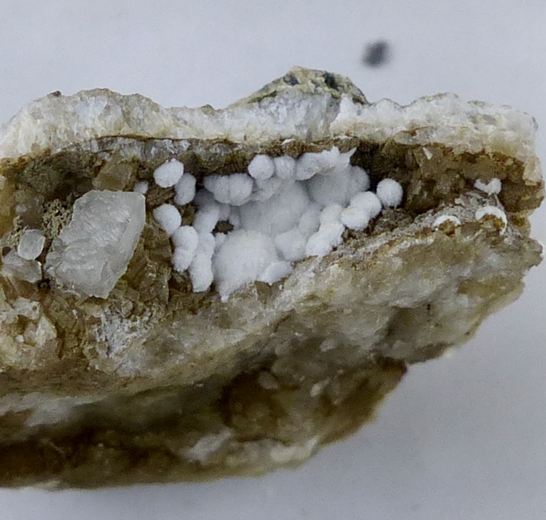 Mordenite & Calcite On Prehnite