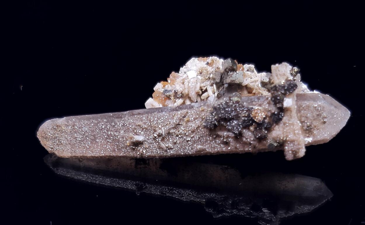 Bertrandite Rhodochrosite & Smoky Quartz