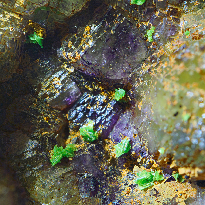 Zeunerite On Fluorite