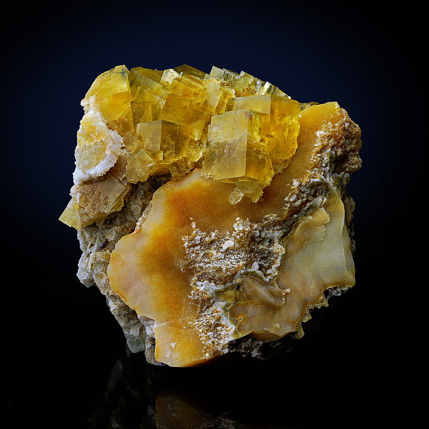 Fluorite on Chalcedony