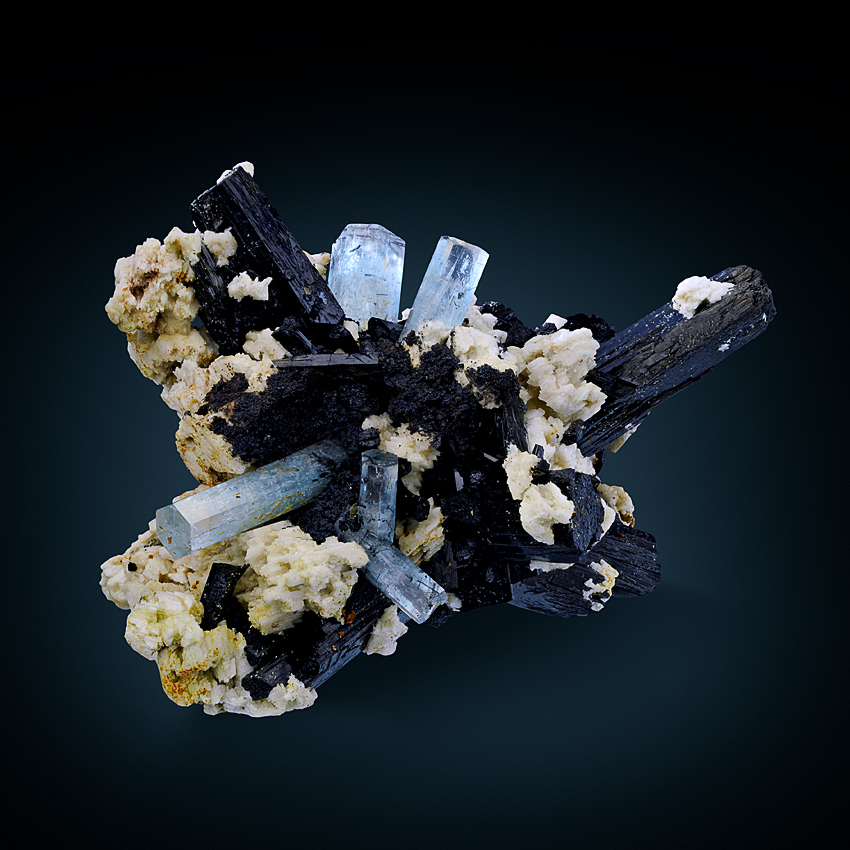 Aquamarine & Schorl Microcline
