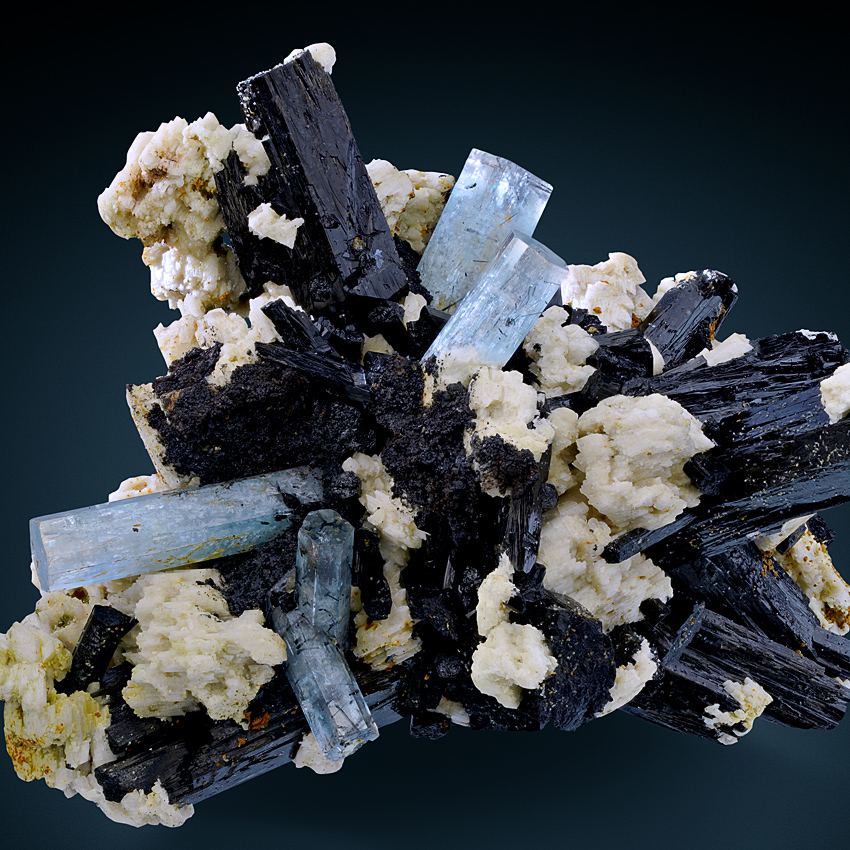 Aquamarine & Schorl Microcline