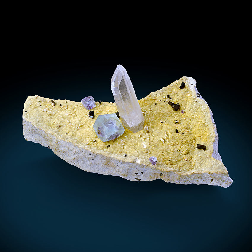 Fluorite & Rock Crystal Arsenopyrite