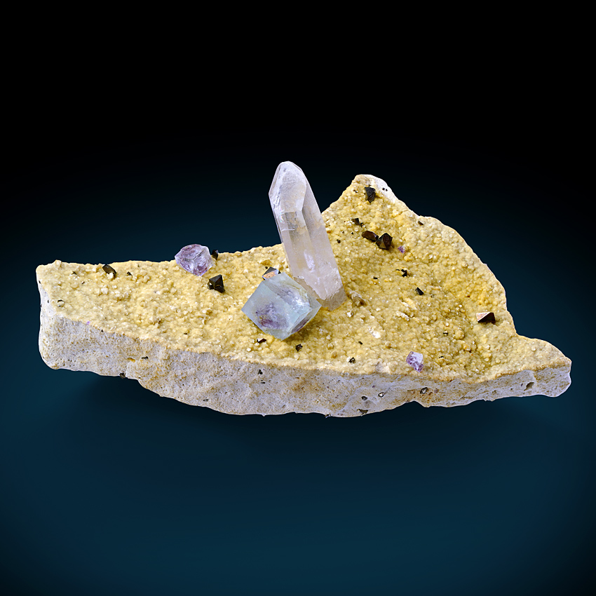 Fluorite & Rock Crystal Arsenopyrite