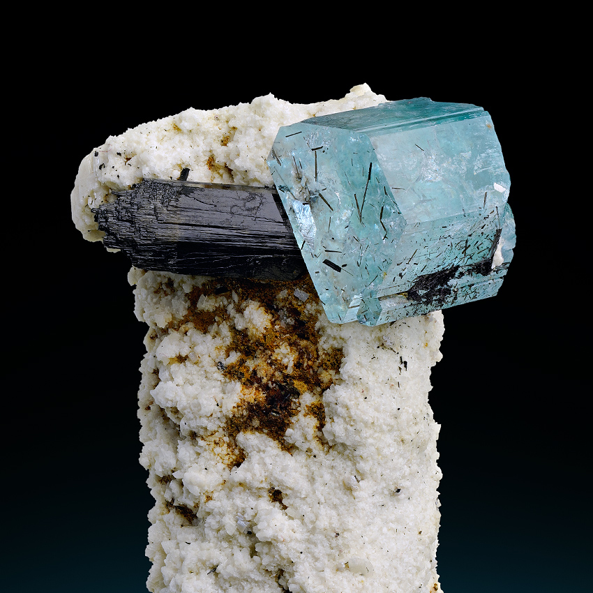 Beryl Var Aquamarine Schorl On Microcline