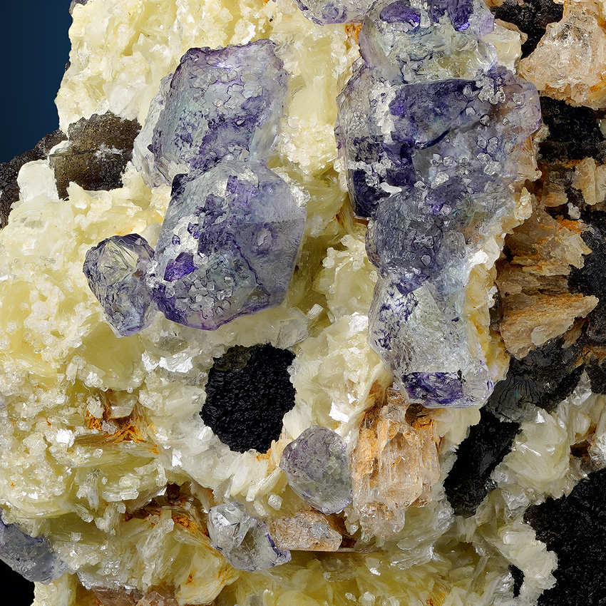 Fluorite Herderite & Beryl Var Goshenite