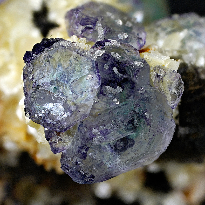 Fluorite Herderite & Beryl Var Goshenite