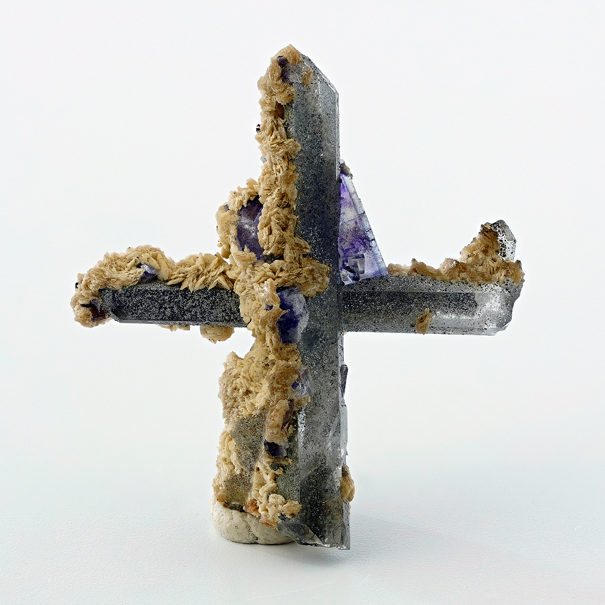 Fluorite Siderite On Rock Crystal