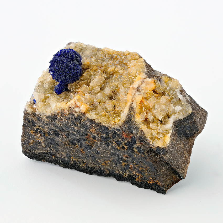 Azurite On Calcite