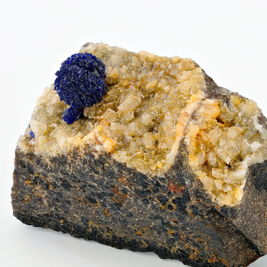 Azurite On Calcite