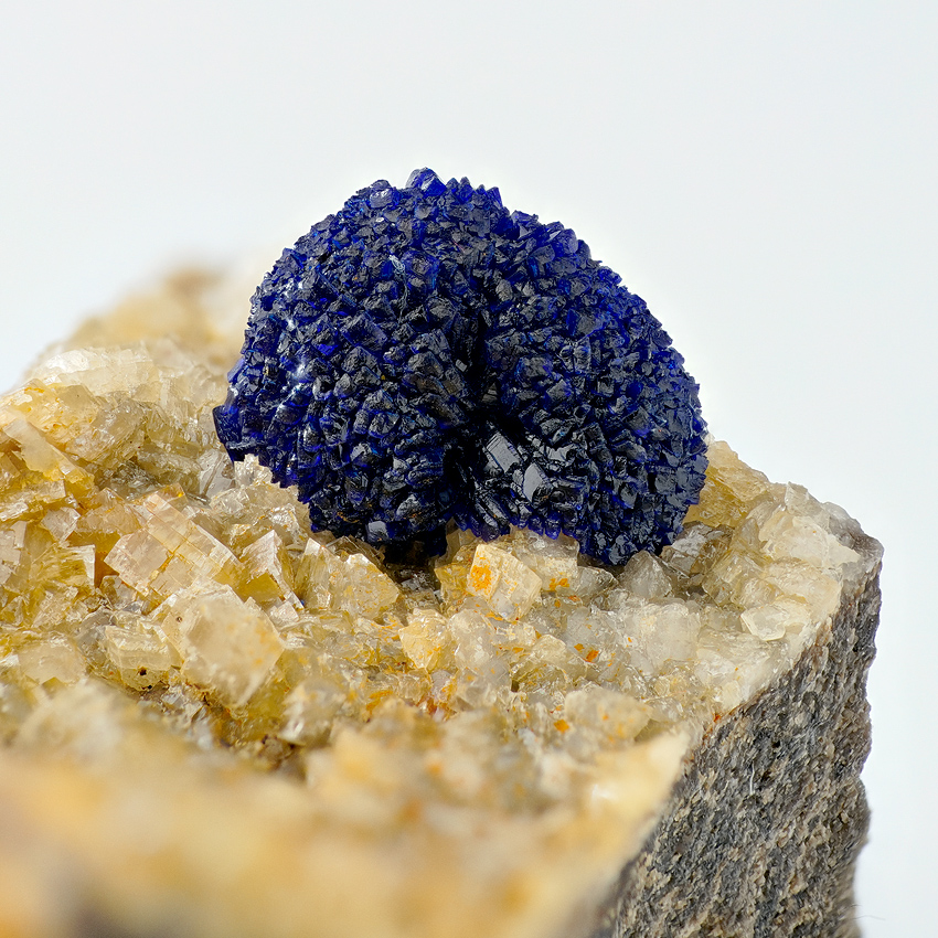 Azurite On Calcite