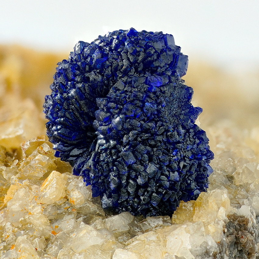 Azurite On Calcite