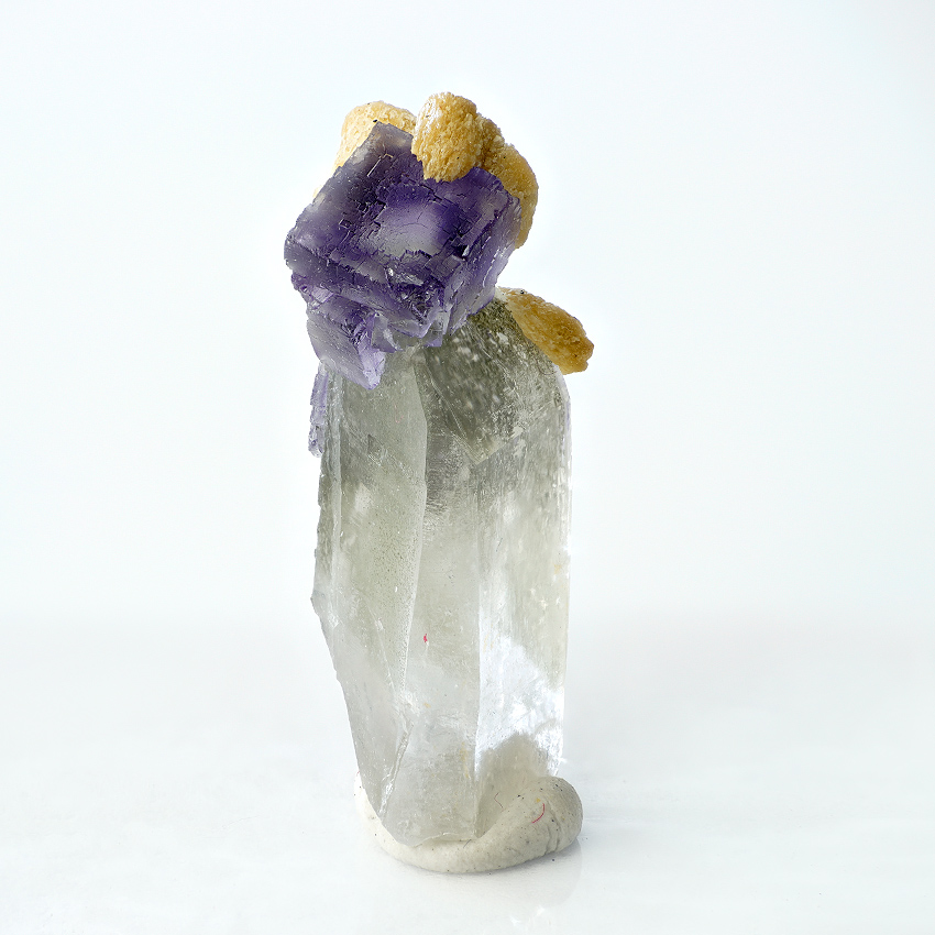 Fluorite Siderite On Rock Crystal