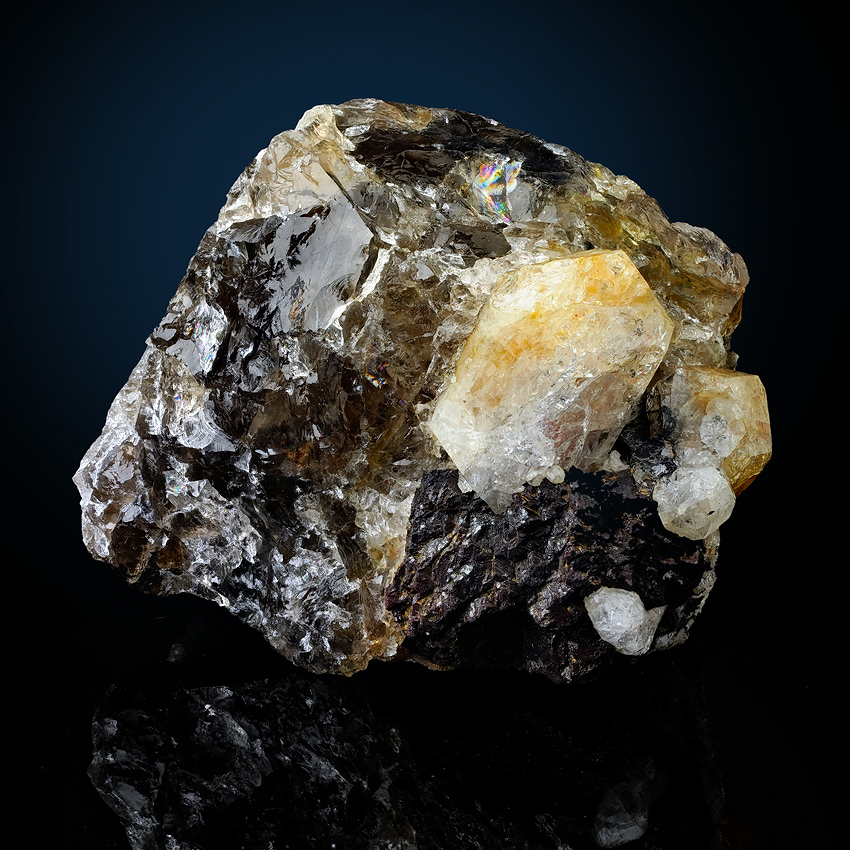 Phenakite On Smoky Quartz