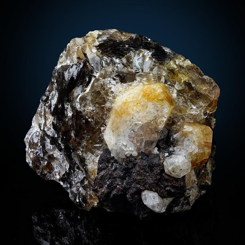 Phenakite On Smoky Quartz