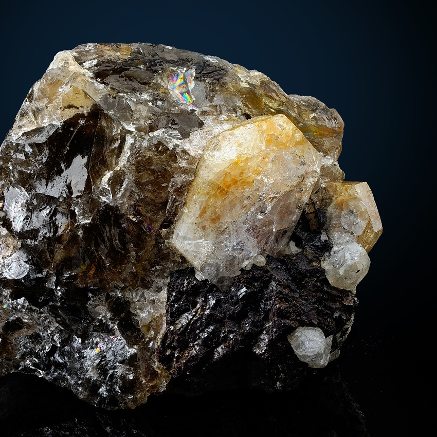 Phenakite On Smoky Quartz