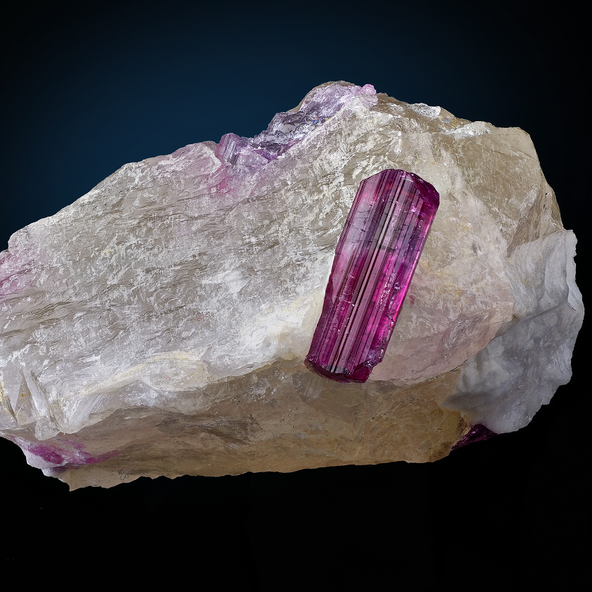 Tourmaline Var Rubellite On Quartz
