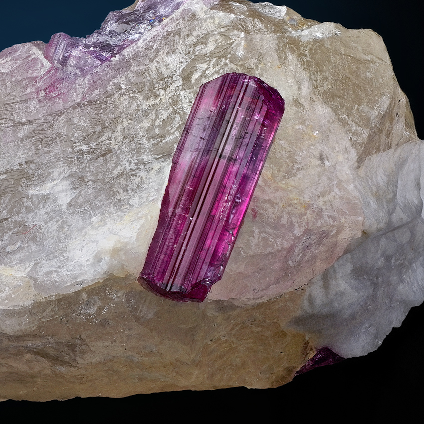 Tourmaline Var Rubellite On Quartz