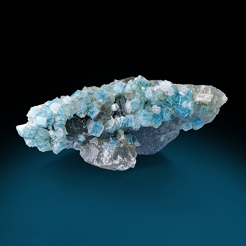 Aquamarine On Smoky Quartz