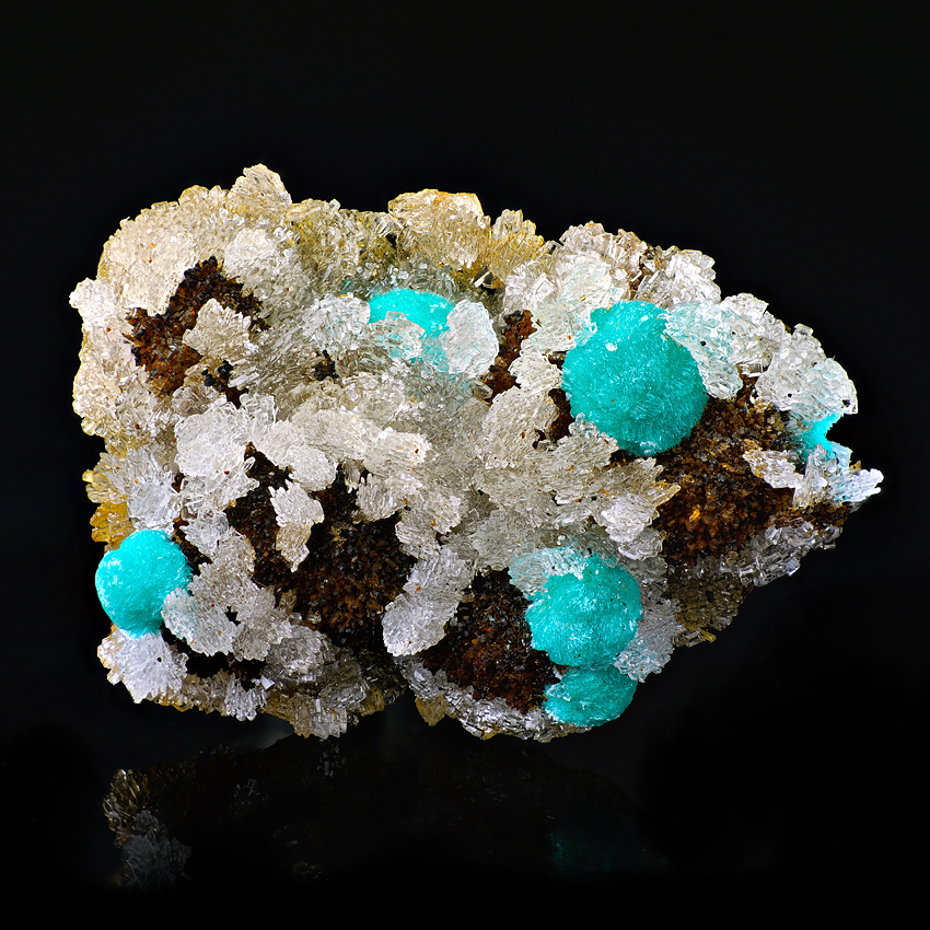 Rosasite & Hemimorphite On Limonite
