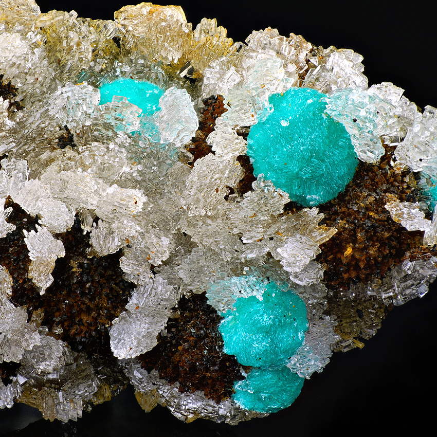 Rosasite & Hemimorphite On Limonite