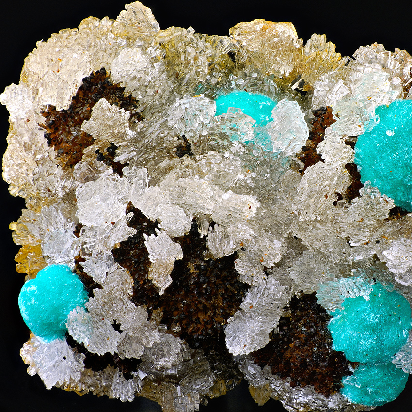 Rosasite & Hemimorphite On Limonite