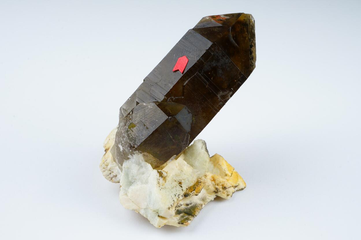 Smoky Quartz Chlorite & Garnet Var Spessartine