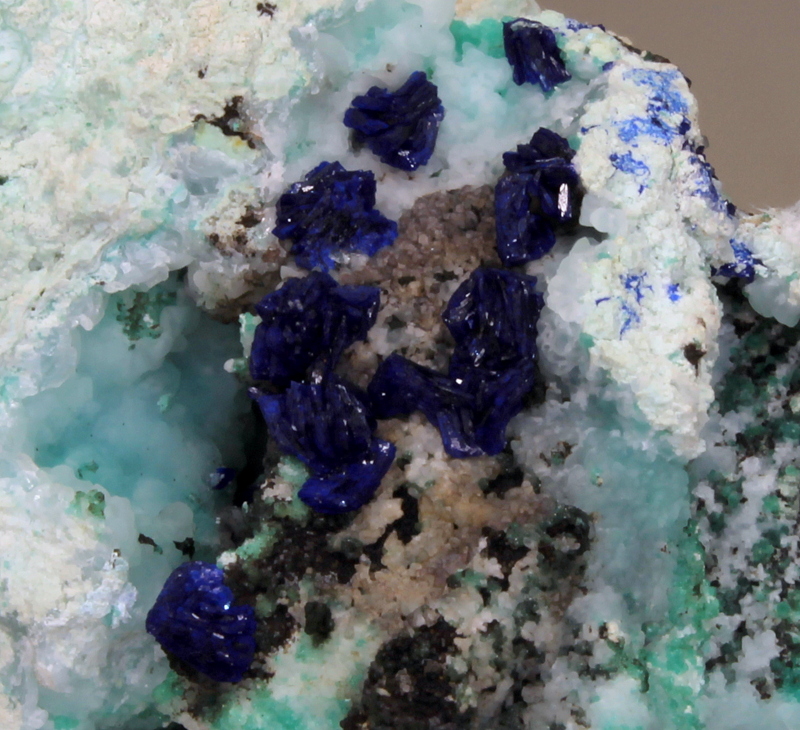 Azurite Smithsonite Adamite & Gibbsite