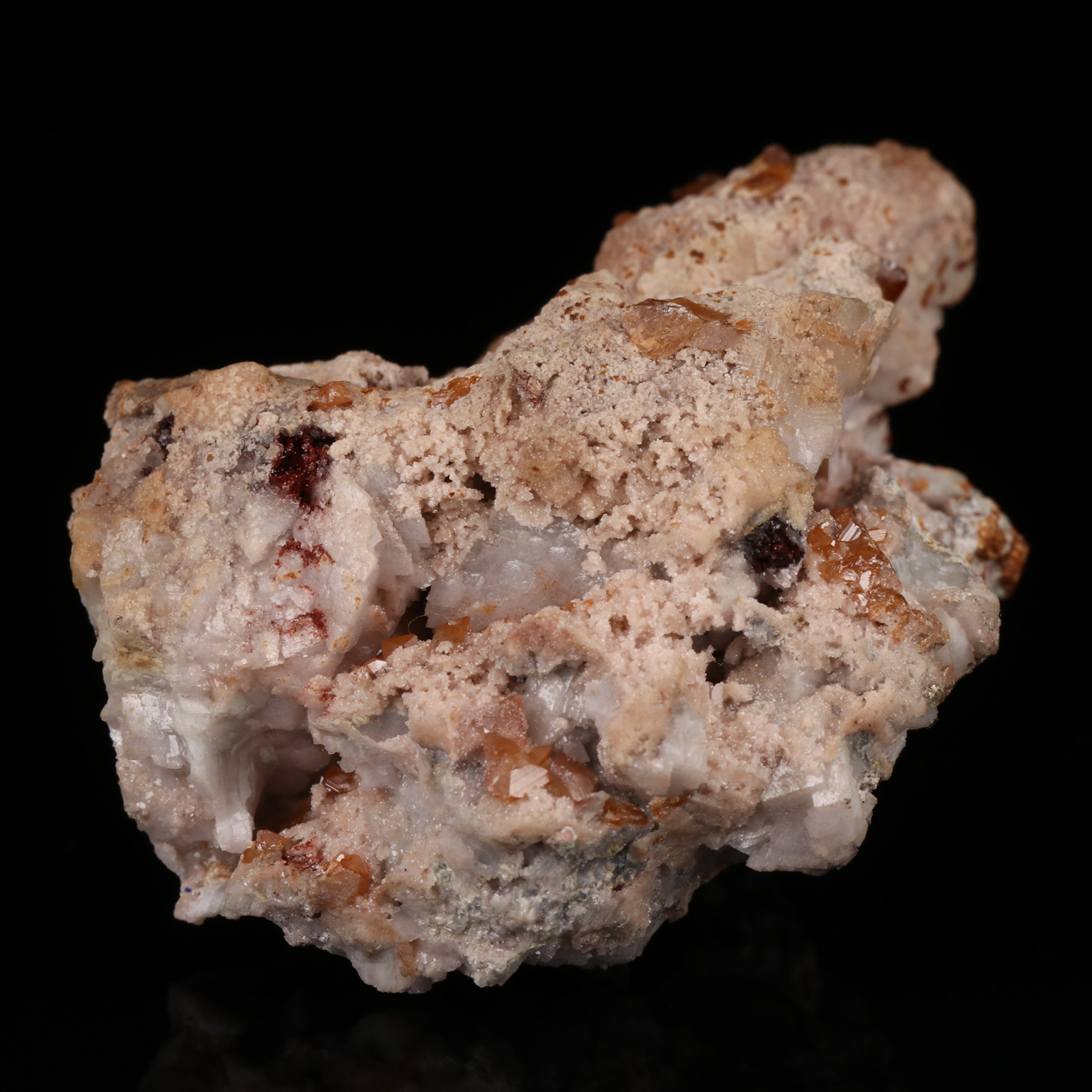 Wulfenite On Calcite On Dolomite