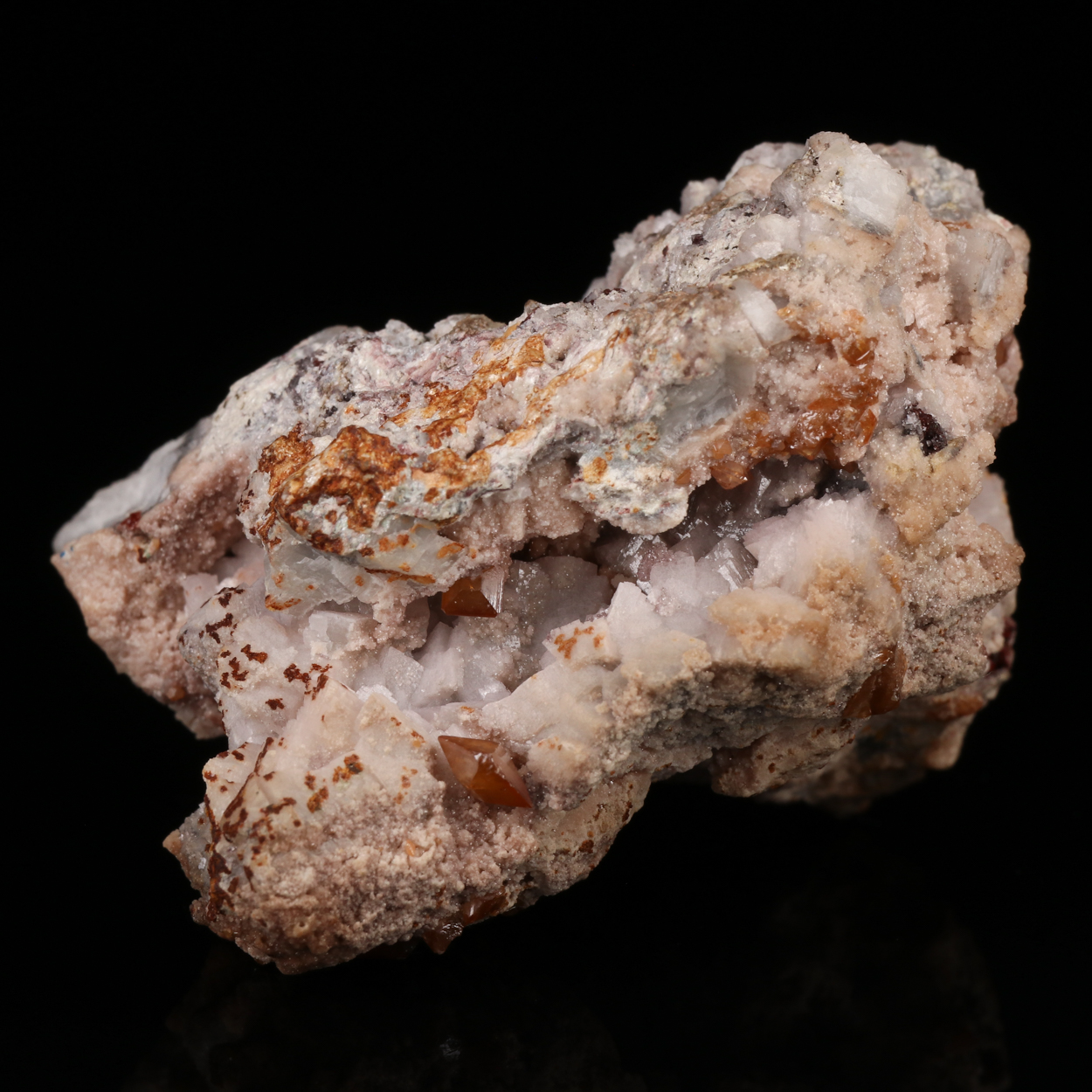 Wulfenite On Calcite On Dolomite