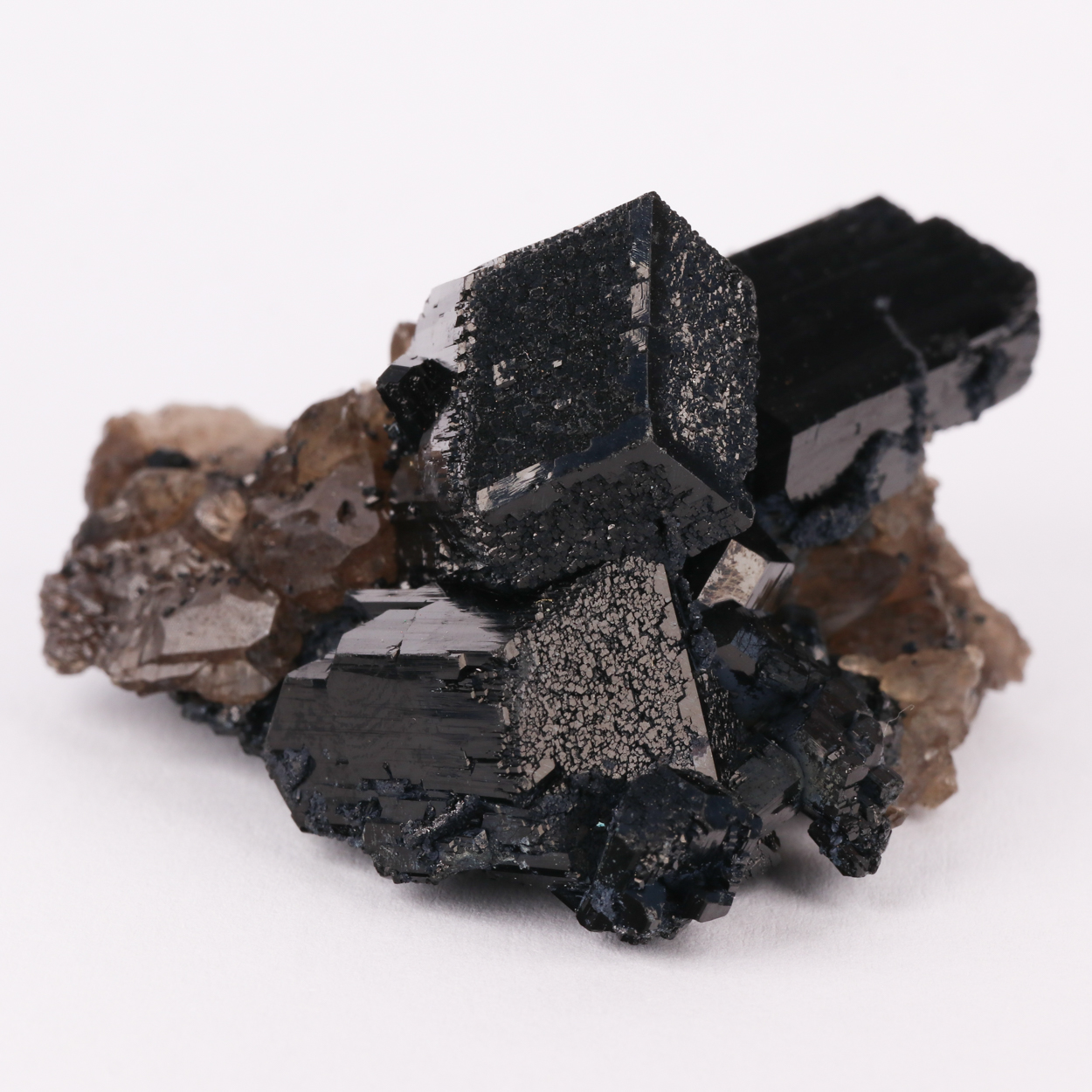 Smoky Quartz On Schorl