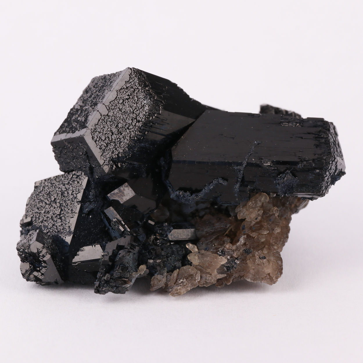 Smoky Quartz On Schorl