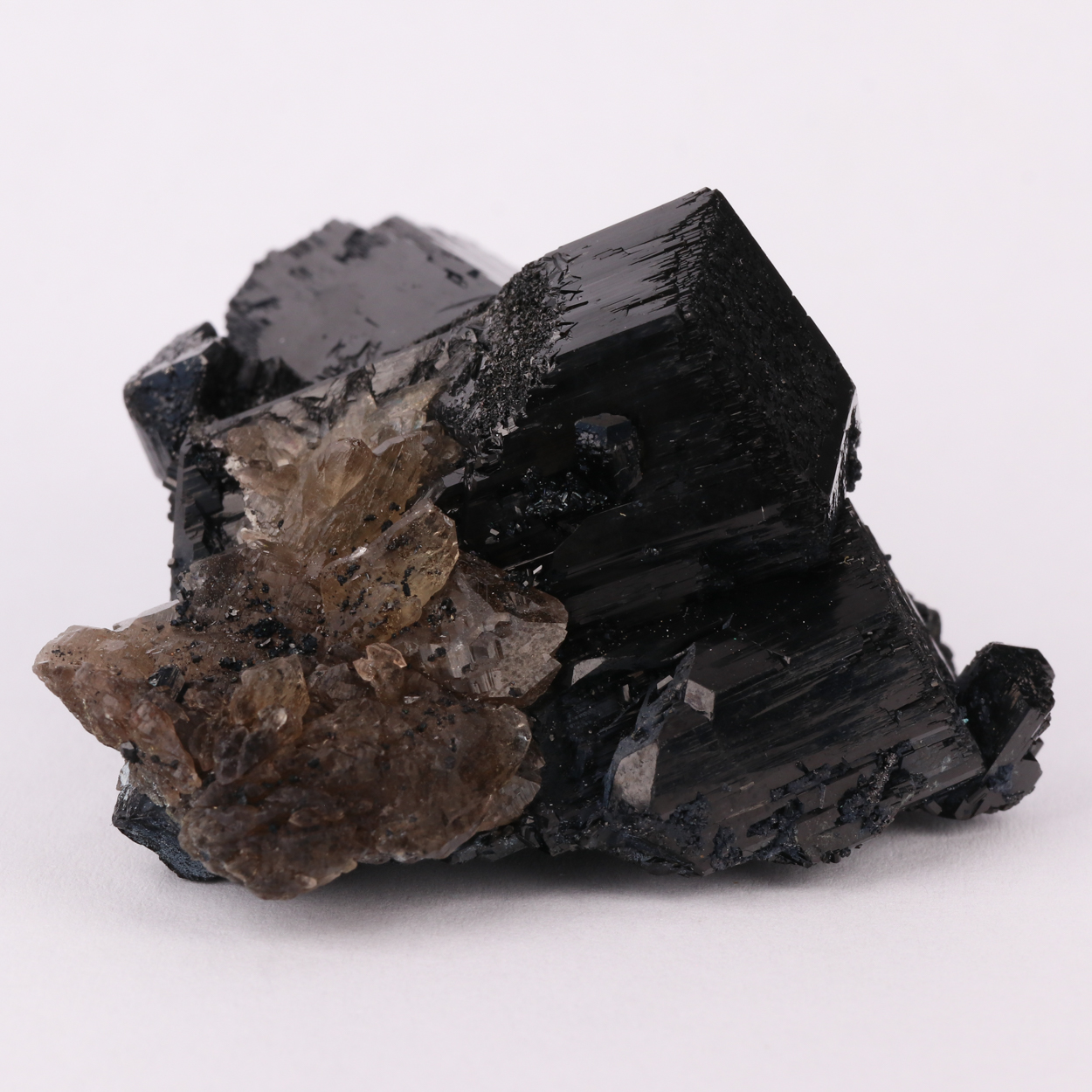 Smoky Quartz On Schorl