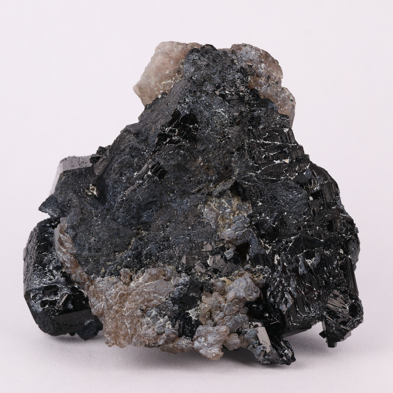 Smoky Quartz On Schorl