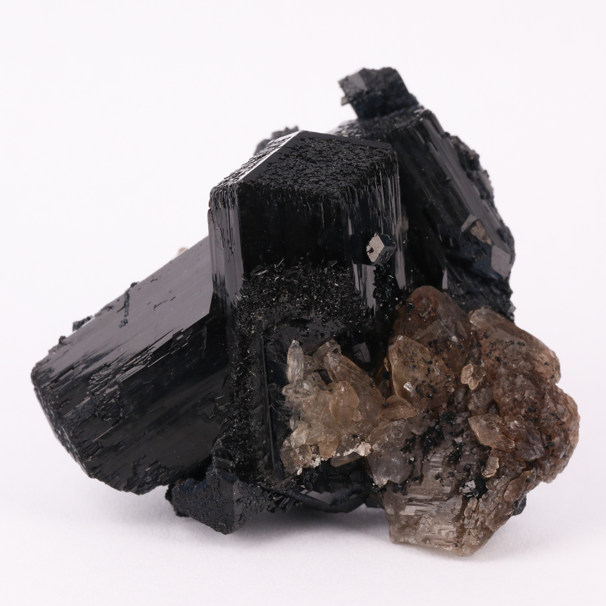 Smoky Quartz On Schorl