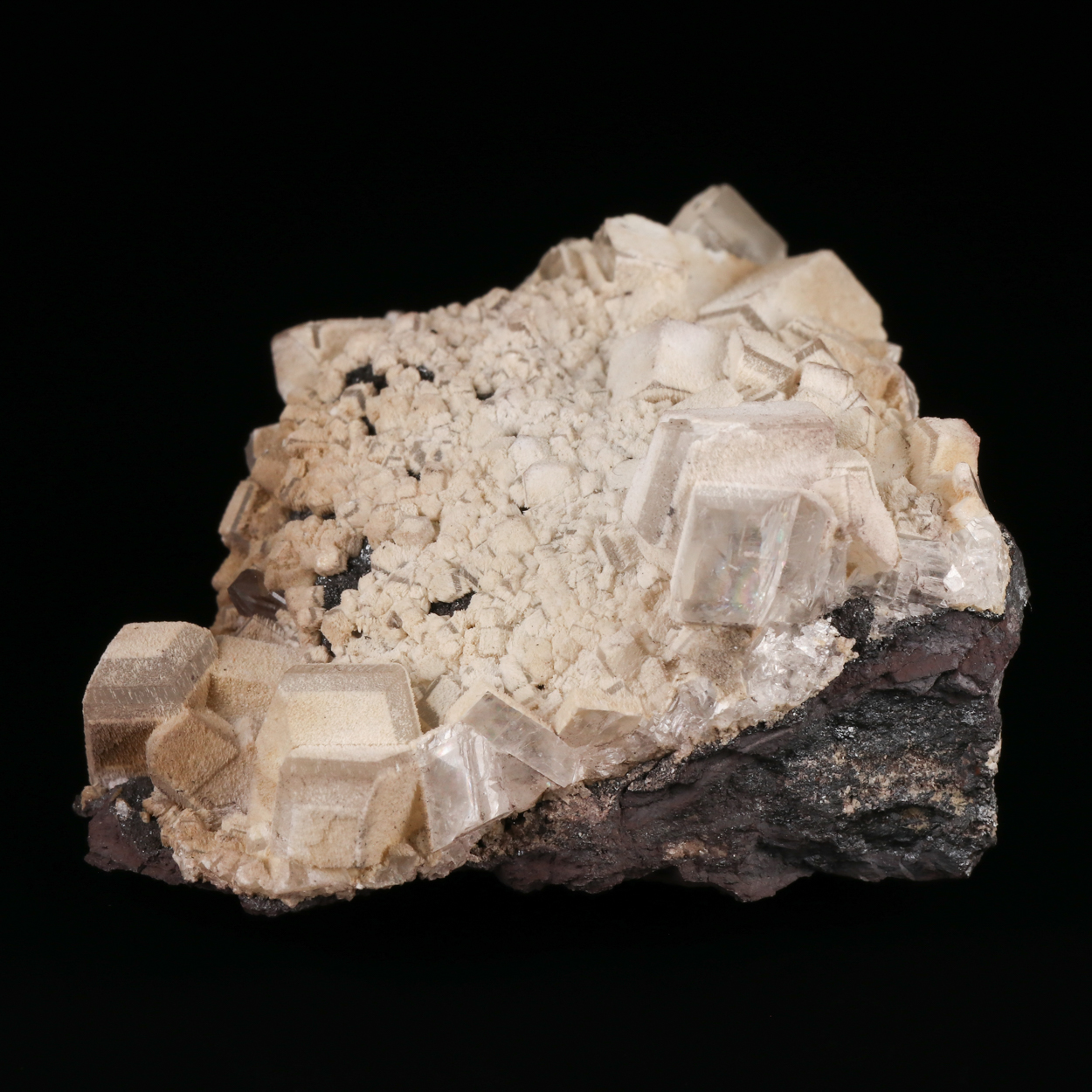 Epitaxial Calcite On Calcite With Hausmannite